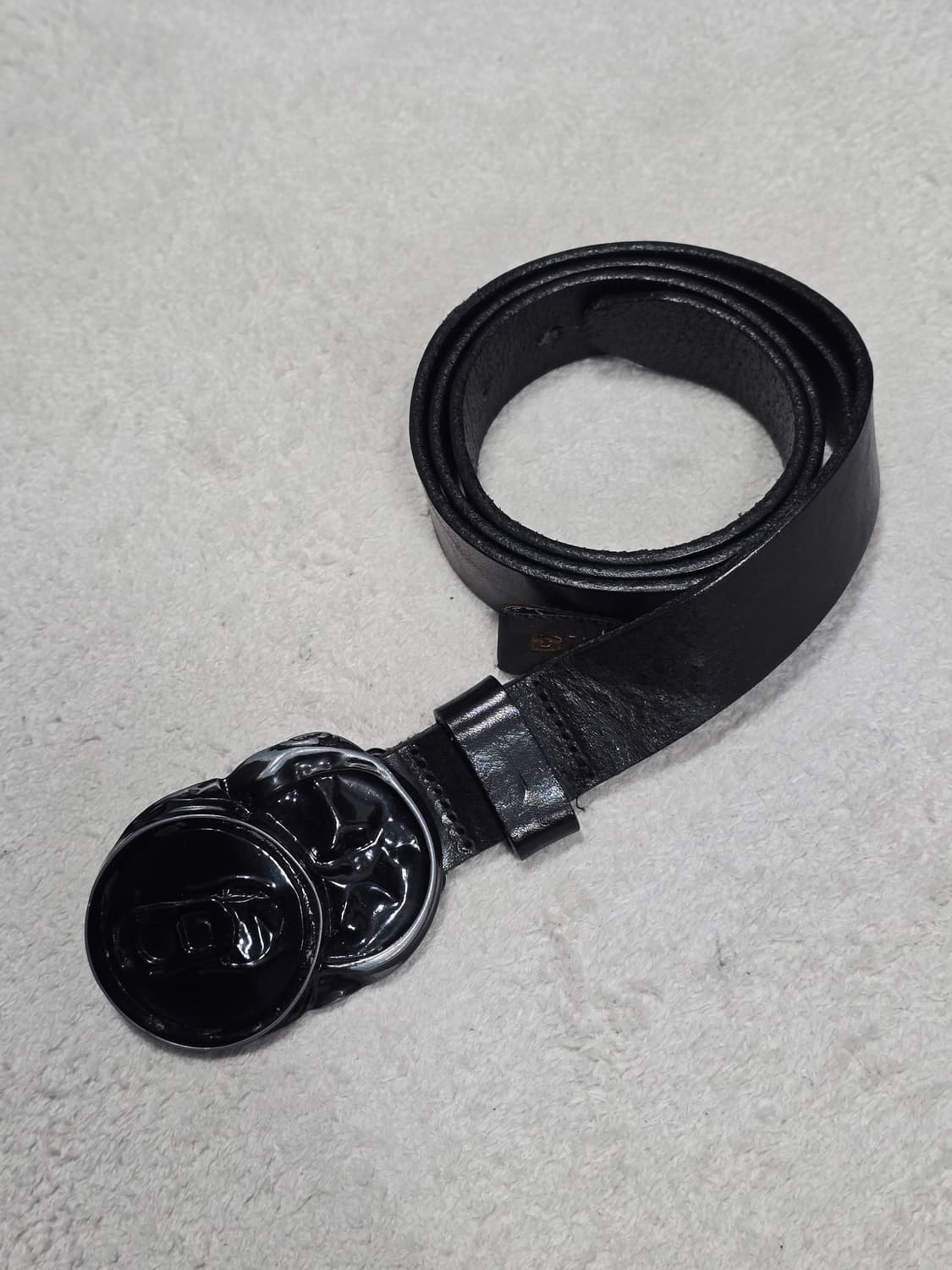 Diesel 디젤 블랙 골드 캔 버클 레더 벨트 상품이미지1