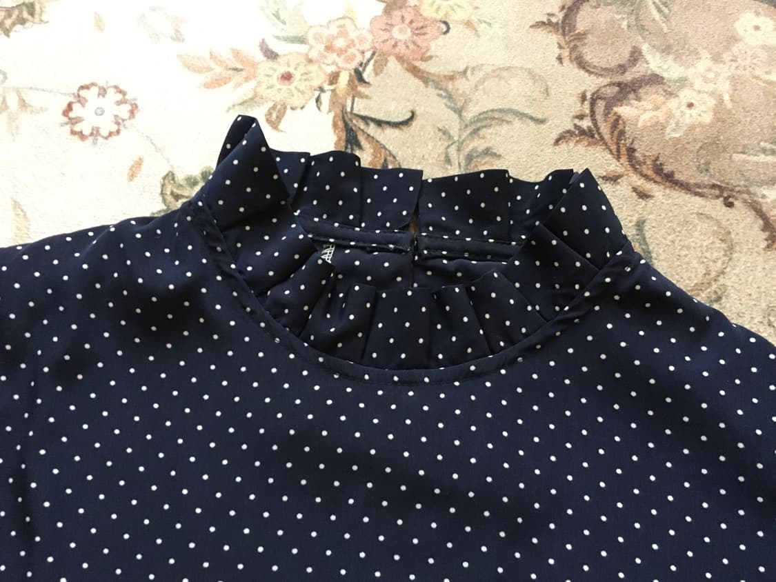 프릴 도트 네이비 롱 티셔츠 상품이미지3