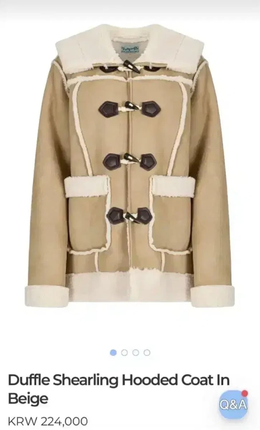 Palejade shearling hooded coat beige 상품이미지1