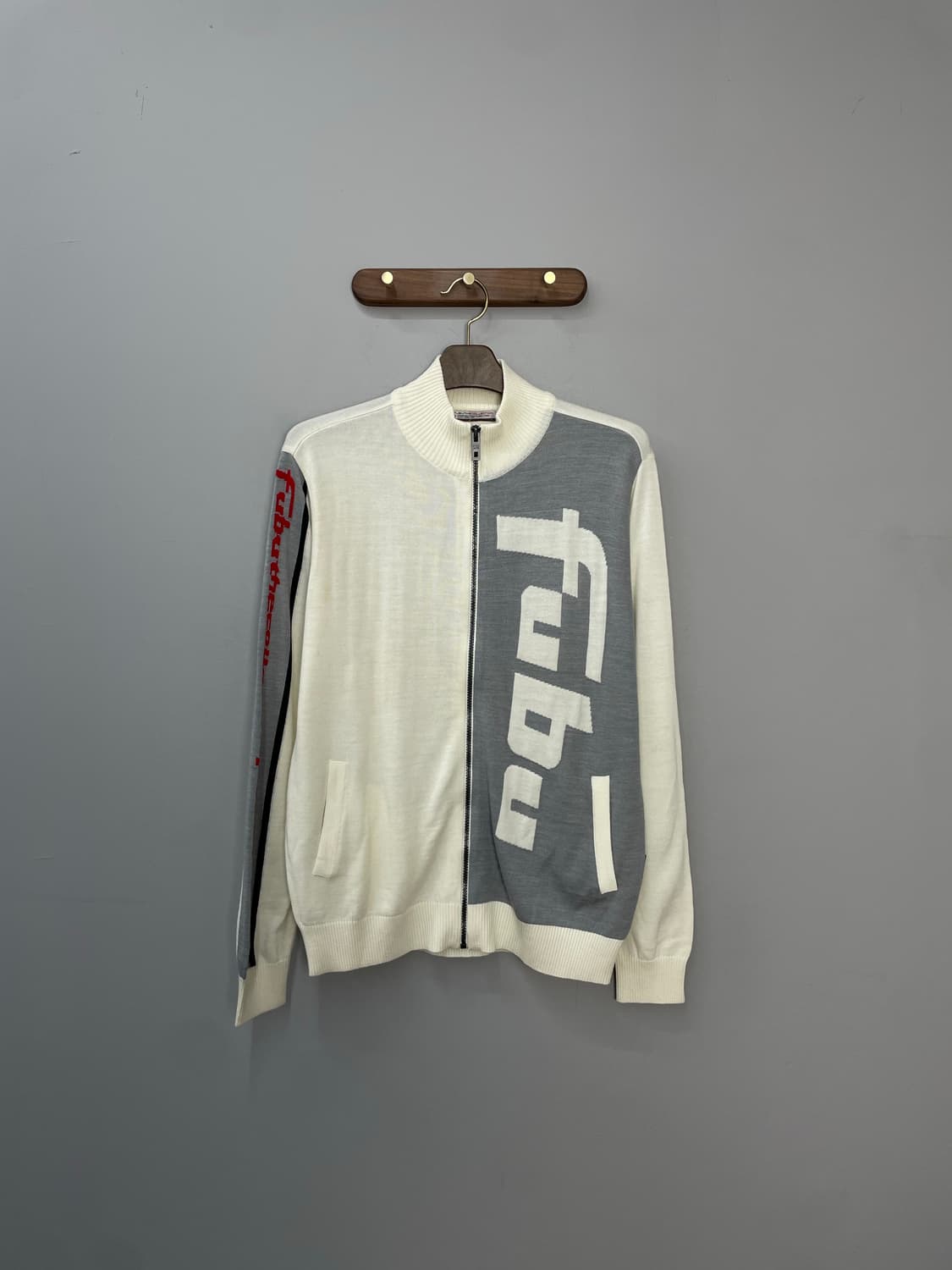 후부 90s 배색 아이보리 니트집업 H944 상품이미지2