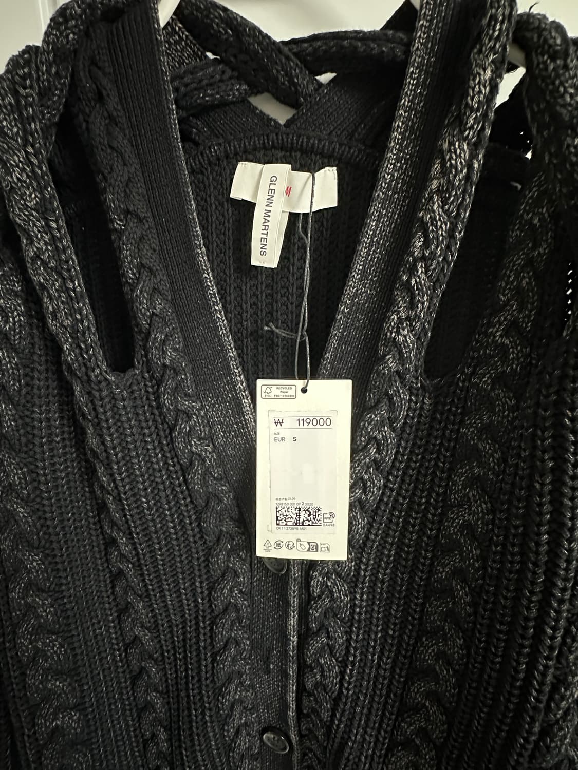 H&M x 글렌 마틴스 케이블 니트 가디건 블랙 상품이미지2