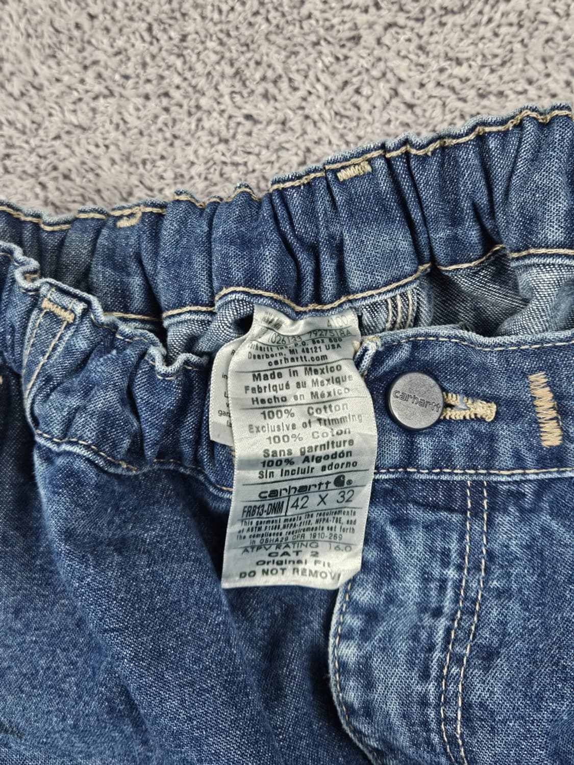 FR칼하트 밴딩 패치드커스텀 데님 카펜터 팬츠 (42X32)/ 10346 상품이미지7
