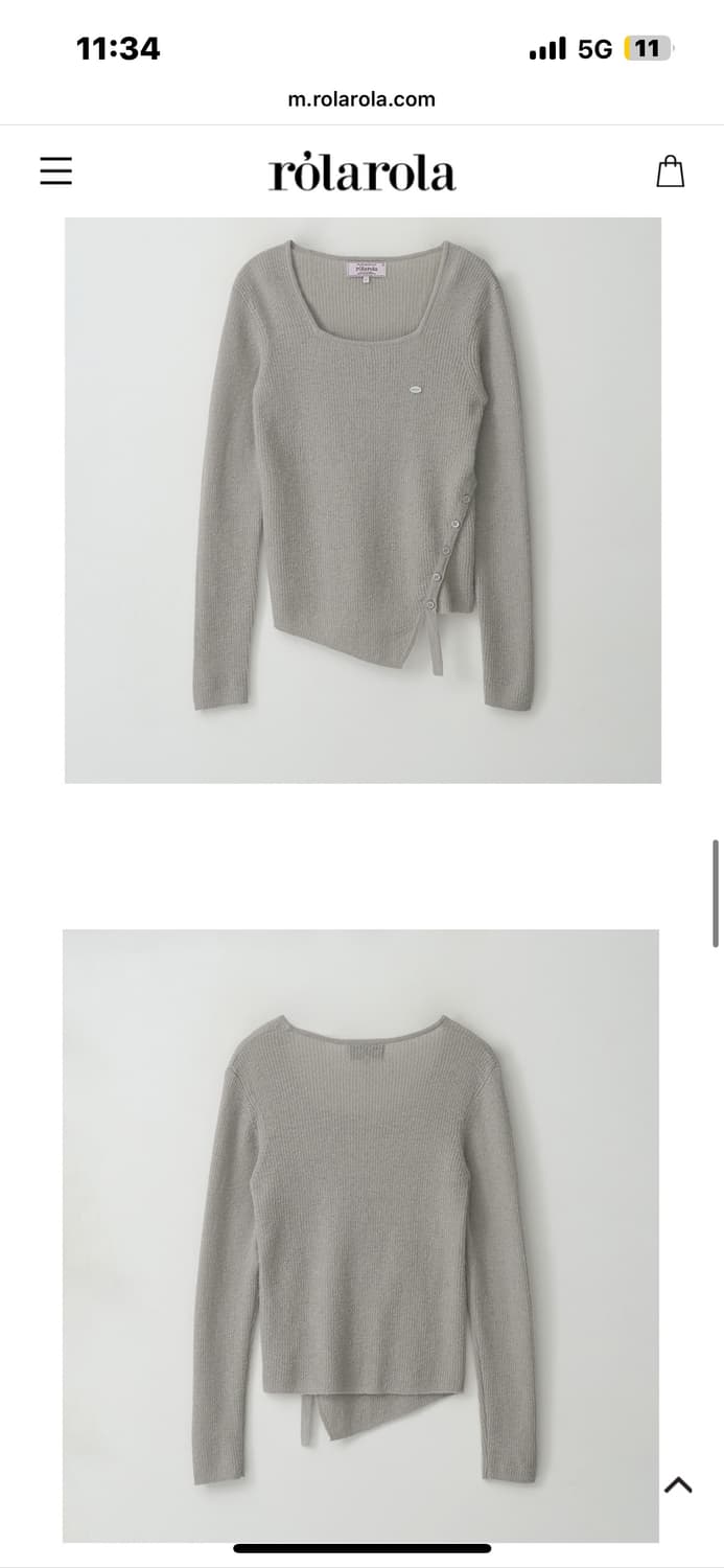 rolarola MOHAIR BLENDED BUTTON KNIT GRAY 상품이미지7