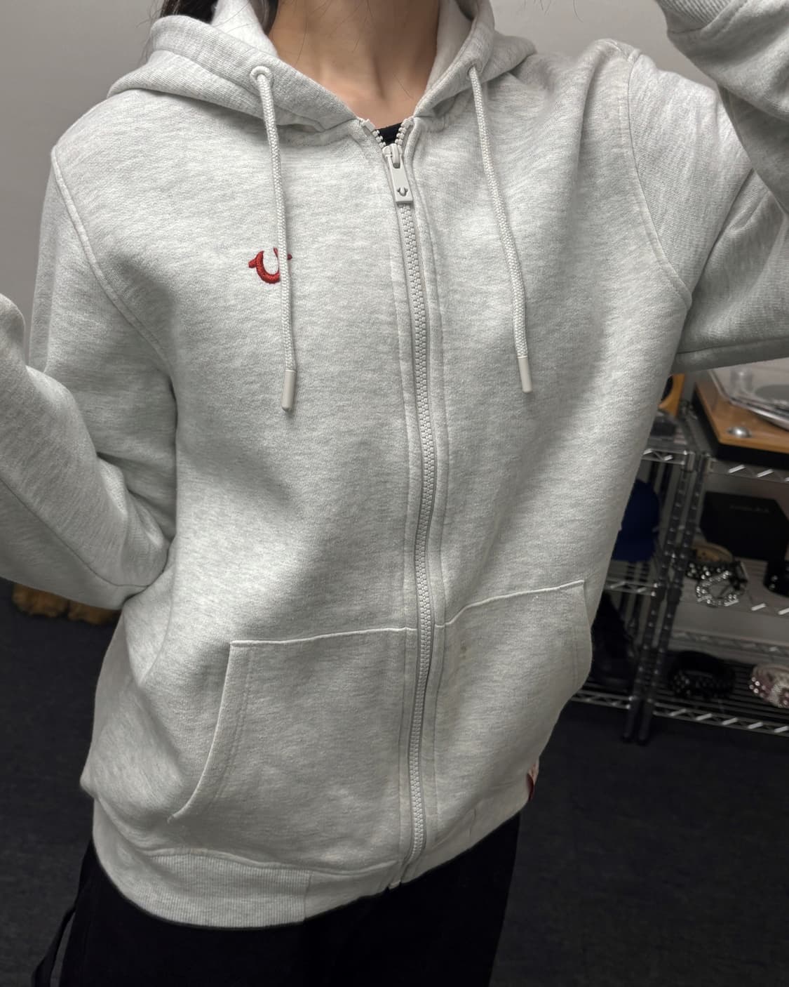 트루릴리젼 베이직 로고 후드집업 오트밀 상품이미지3