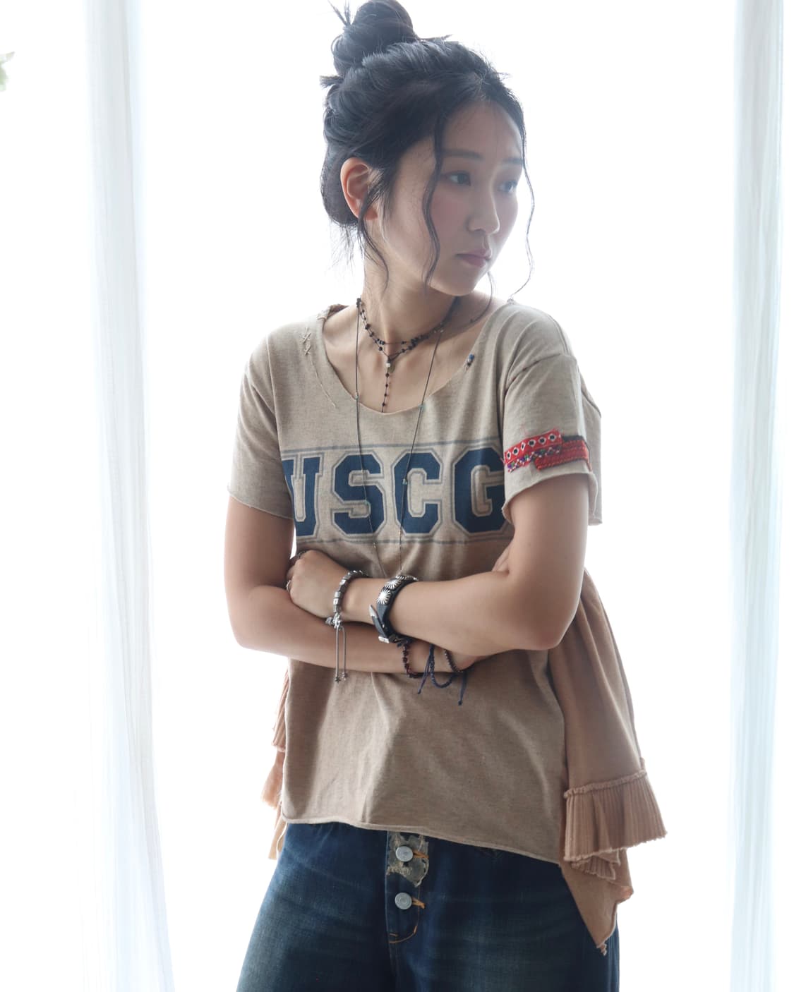 [Beams Boy] Rework College Frill T-Shirt 상품이미지3
