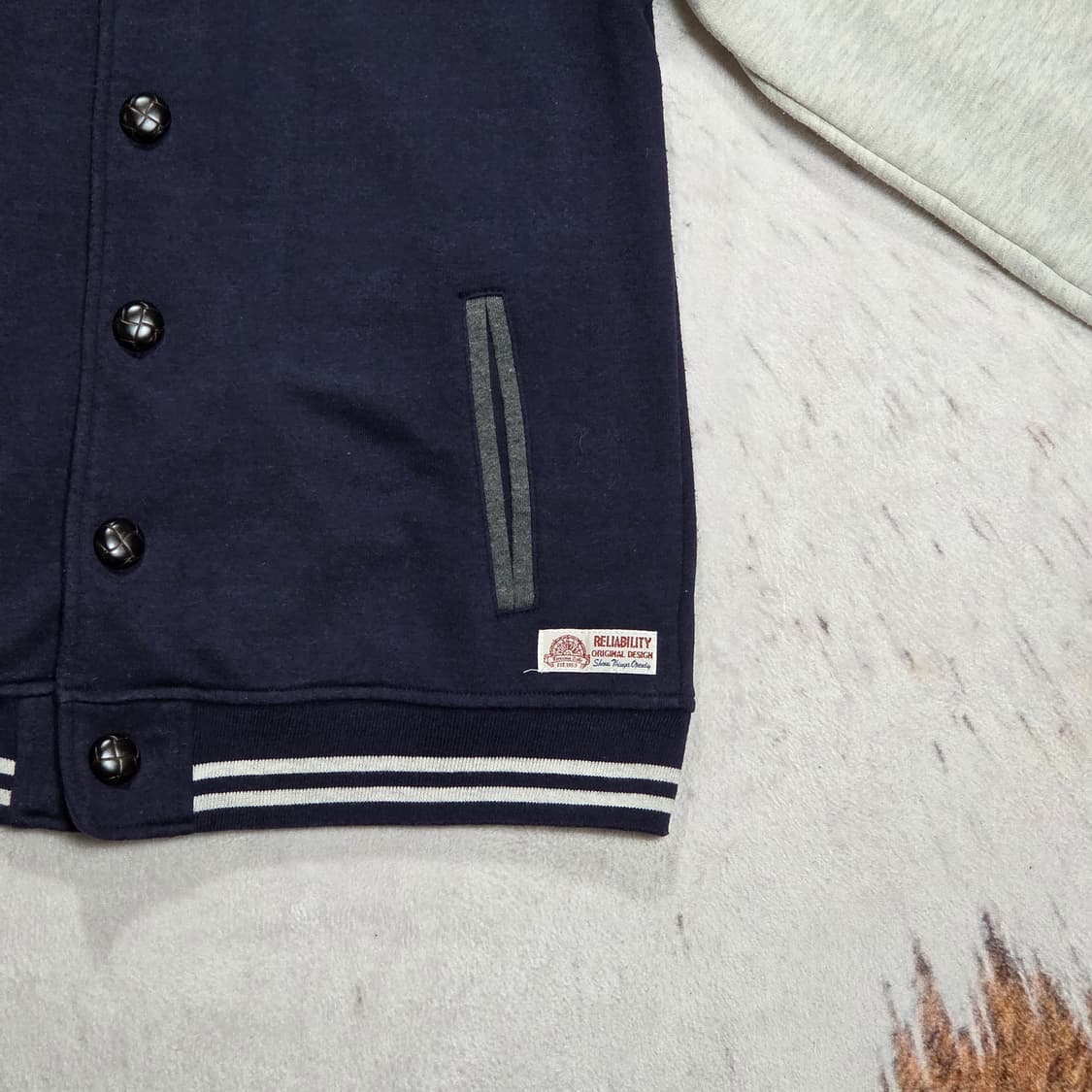 일본 빈티지 네이비 그레이 배색 바시티자켓 상품이미지3