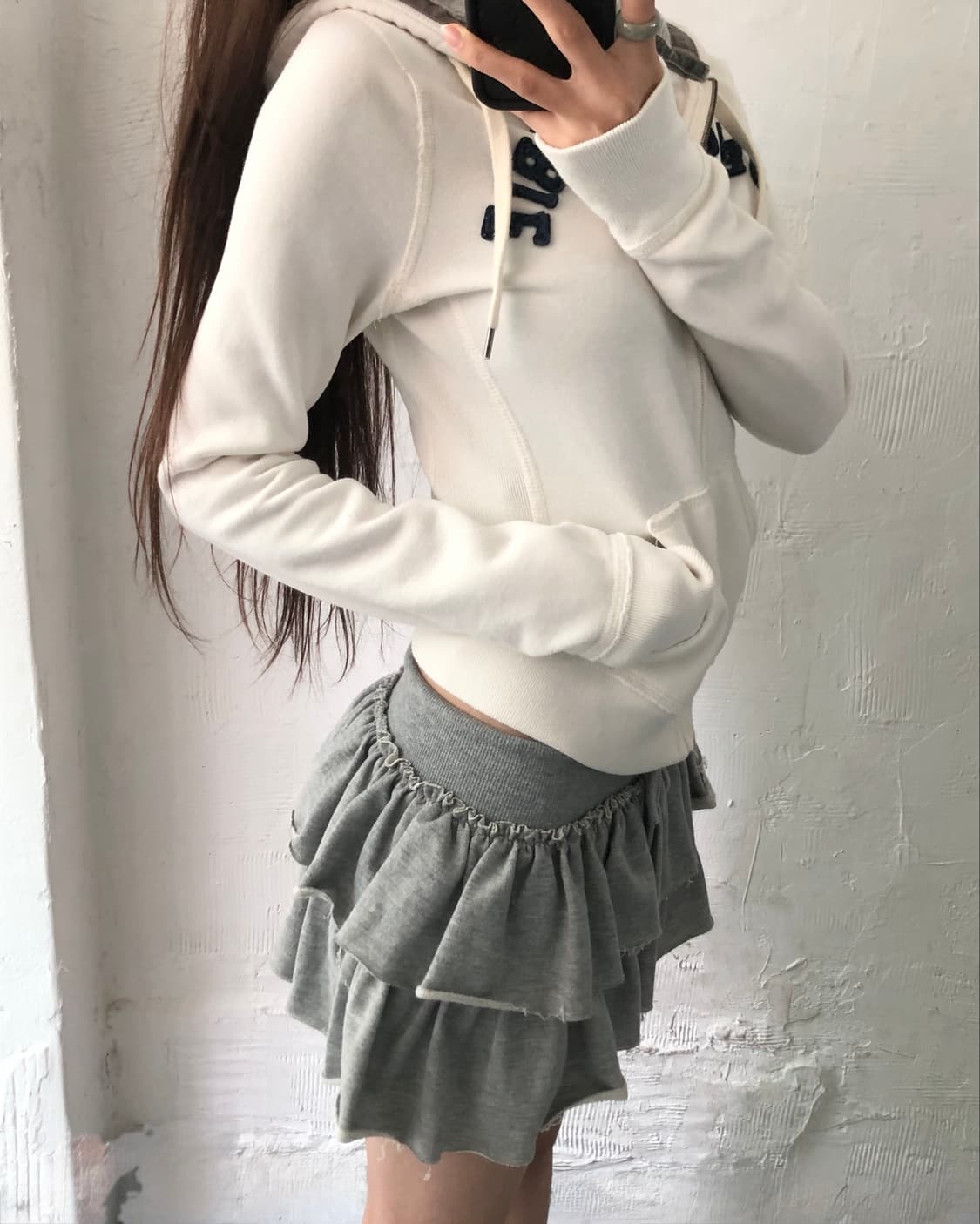 Abercrombie & Fitch 아베크롬비 아이보리 와펜 레터링 후드 상품이미지6