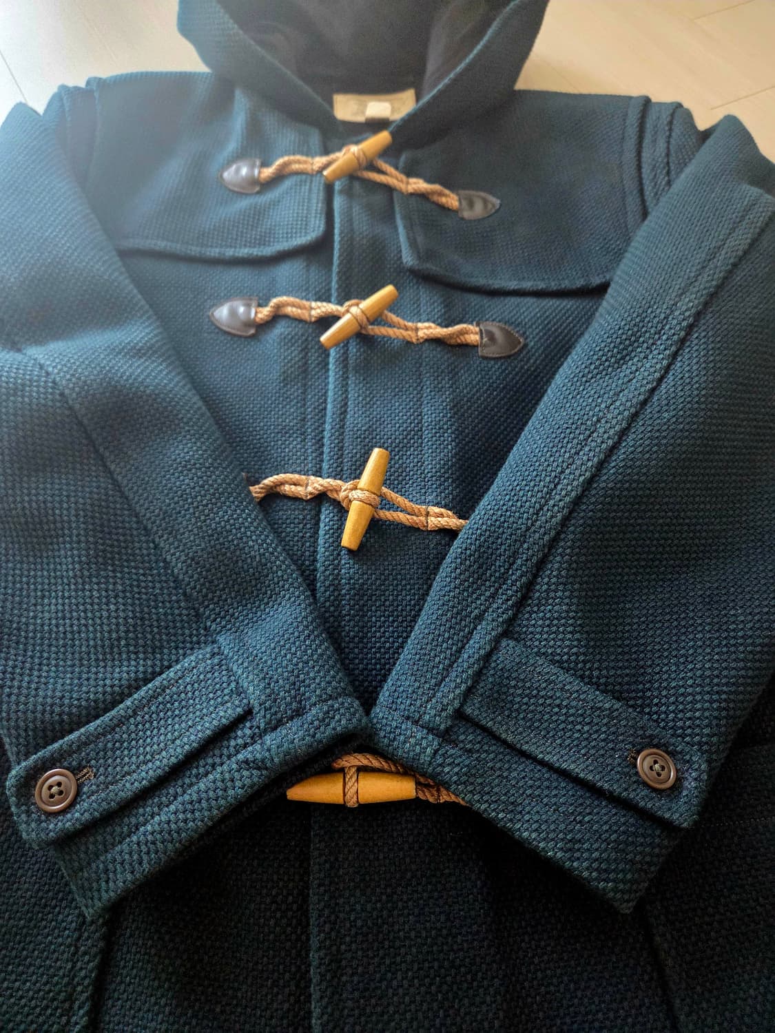 XL) rrl 리미티드에디션 인디고 다잉 켄도 원단 더플코트 팝니다. 상품이미지3