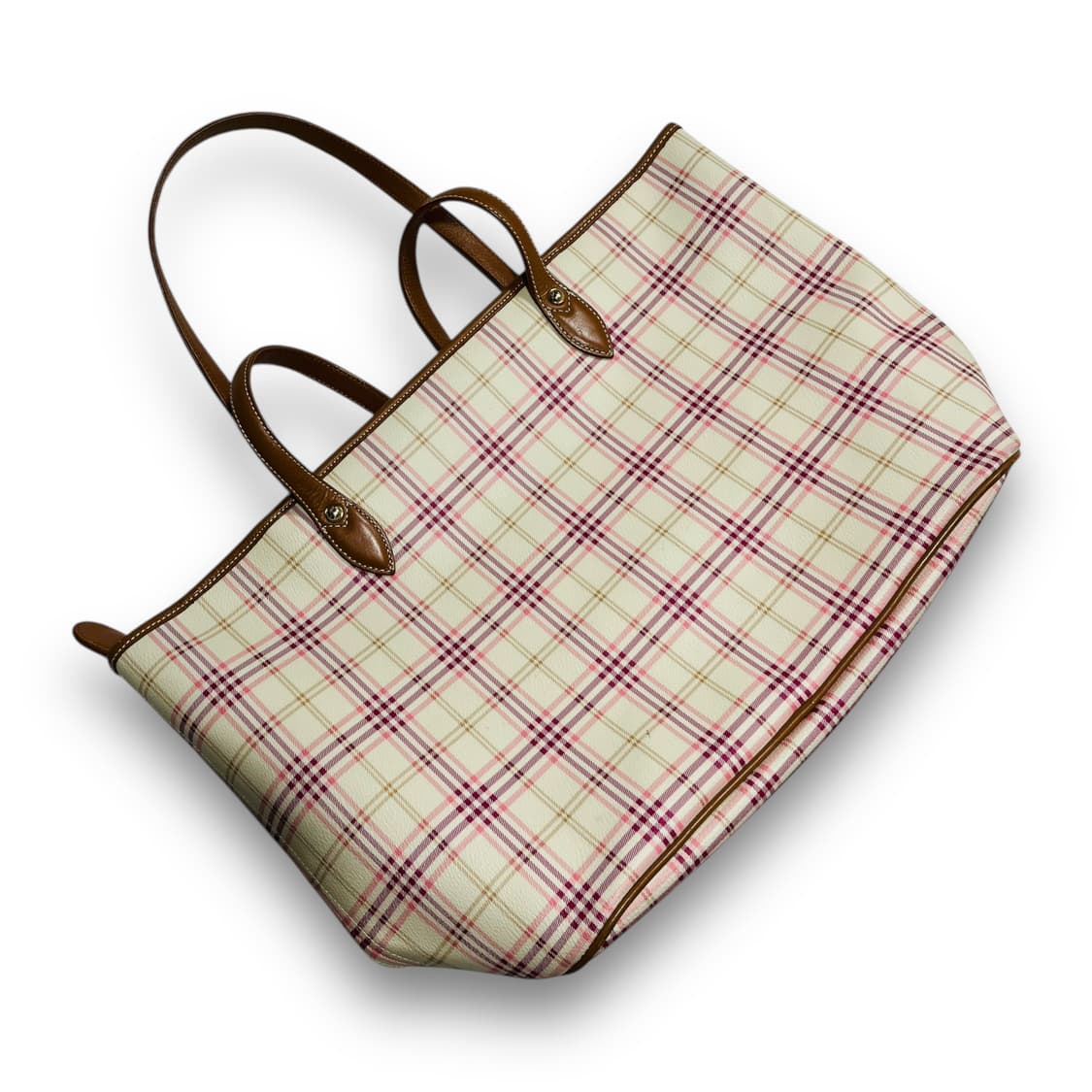 빈폴 PVC 핑크 체크 빈티지 소가죽 숄더백 상품이미지7