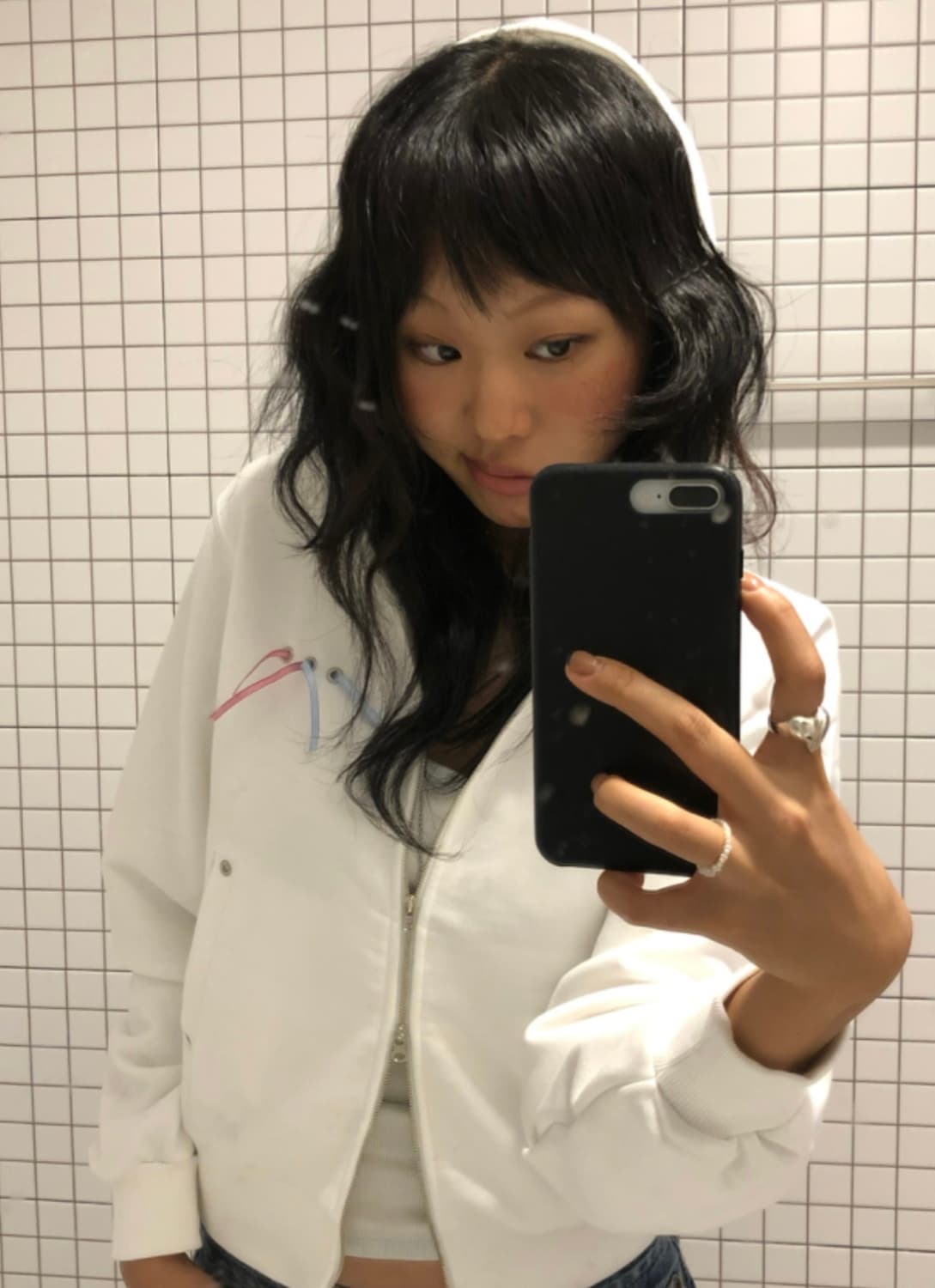 사우다지클럽 아일렛 후드집업 화이트 상품이미지1