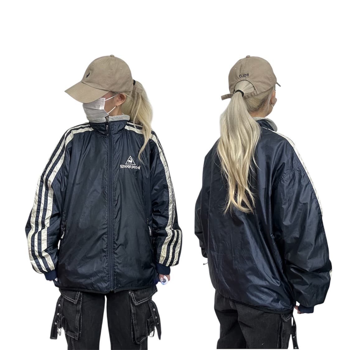 일본판 르꼬끄 네이비 안감 기모 오버핏 바람막이 트랙 자켓 L 상품이미지1