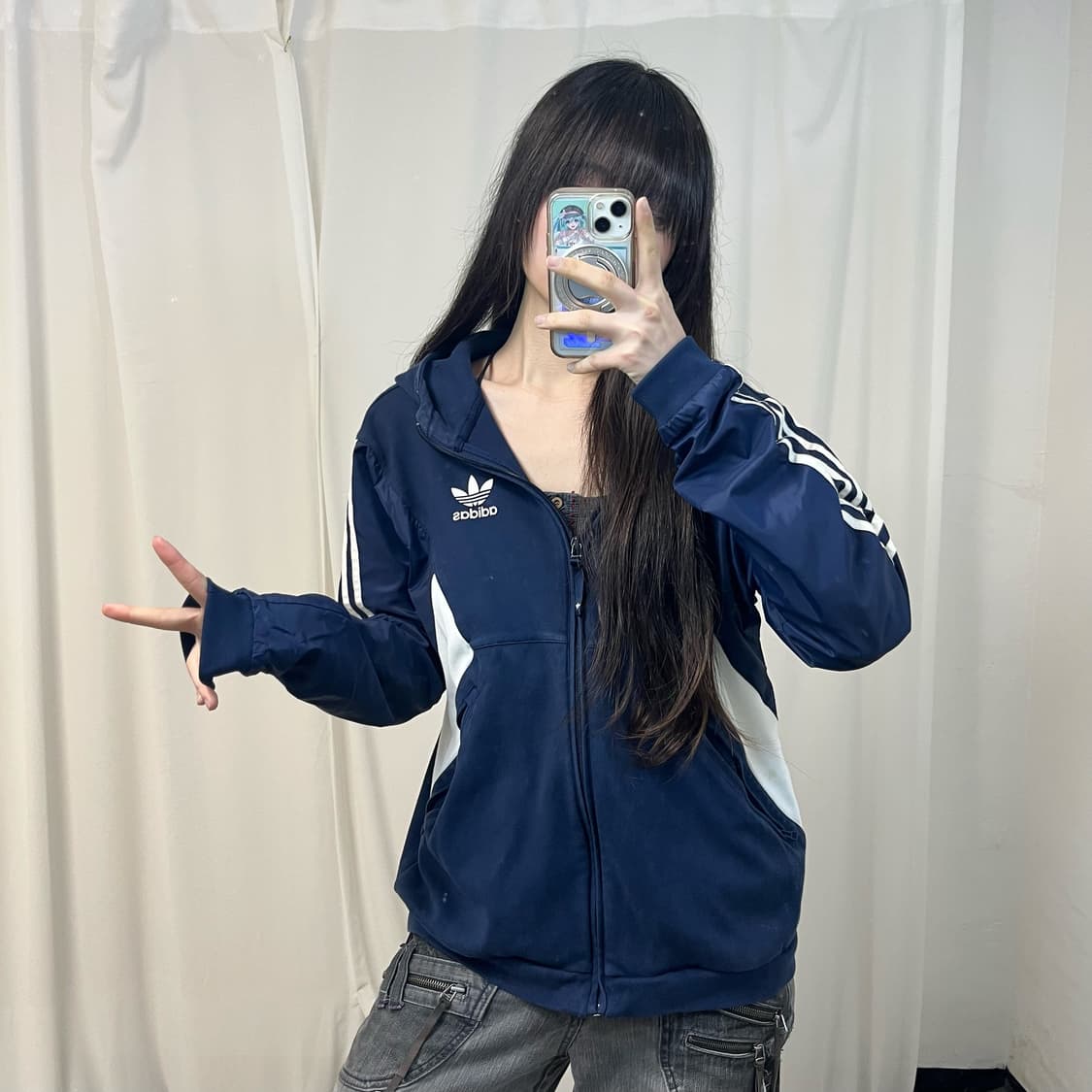 Adidas navy Europa zip-up hoodie 상품이미지2