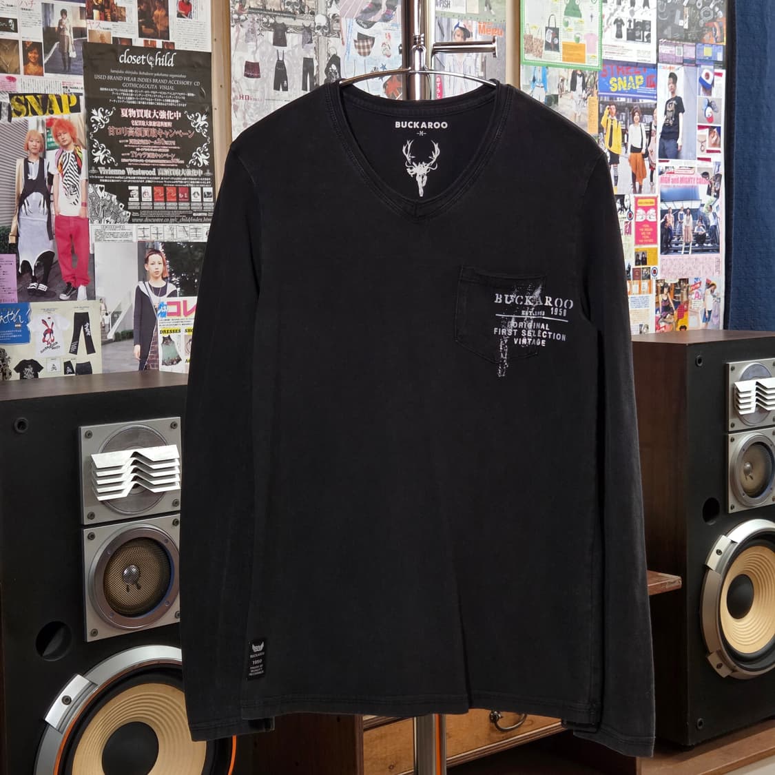 버커루 펑크 포켓 브이넥 슬림핏 롱슬리브 상품이미지1