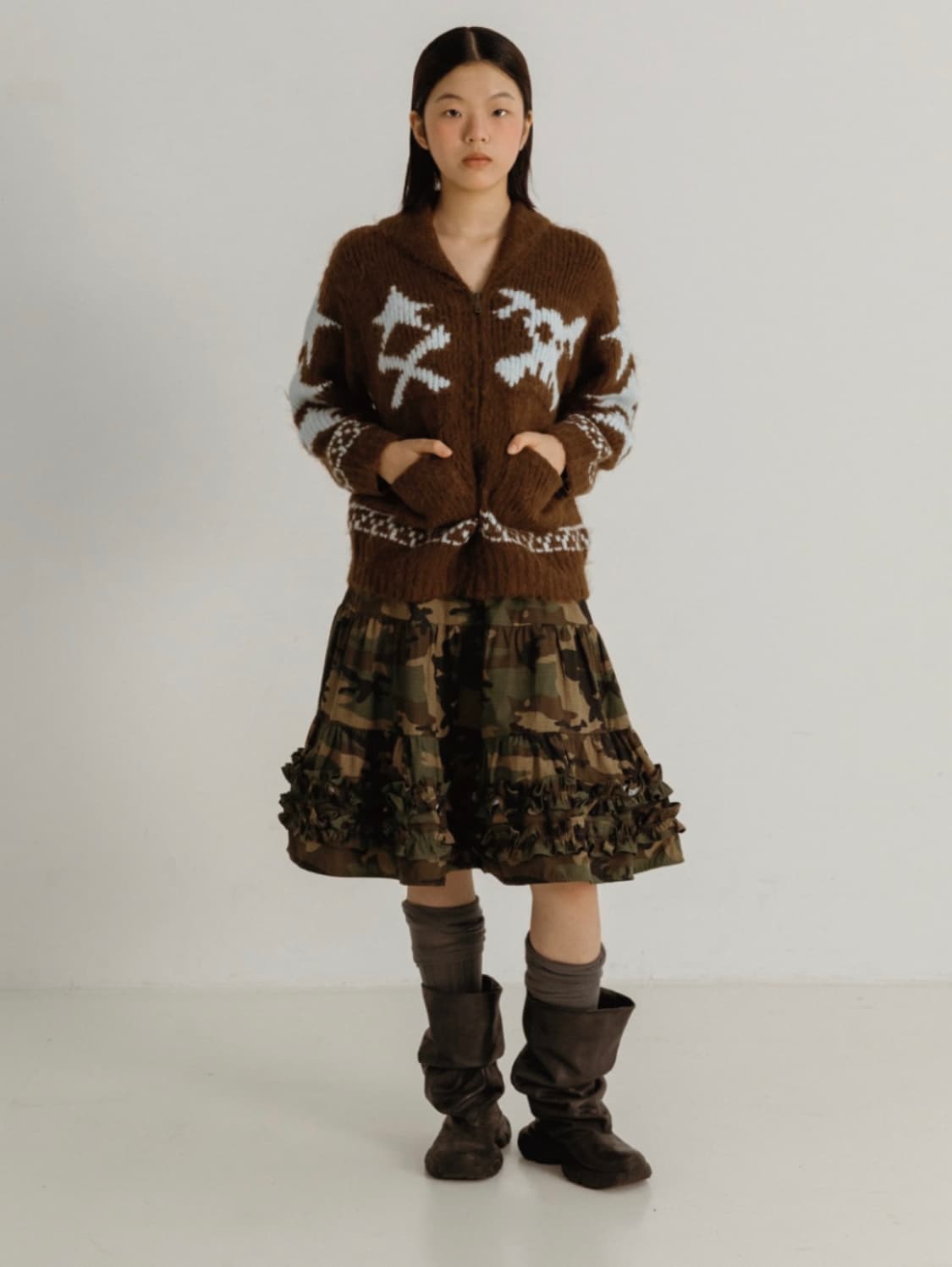 플리즈프로젝트 해골 별 니트 집업 상품이미지5