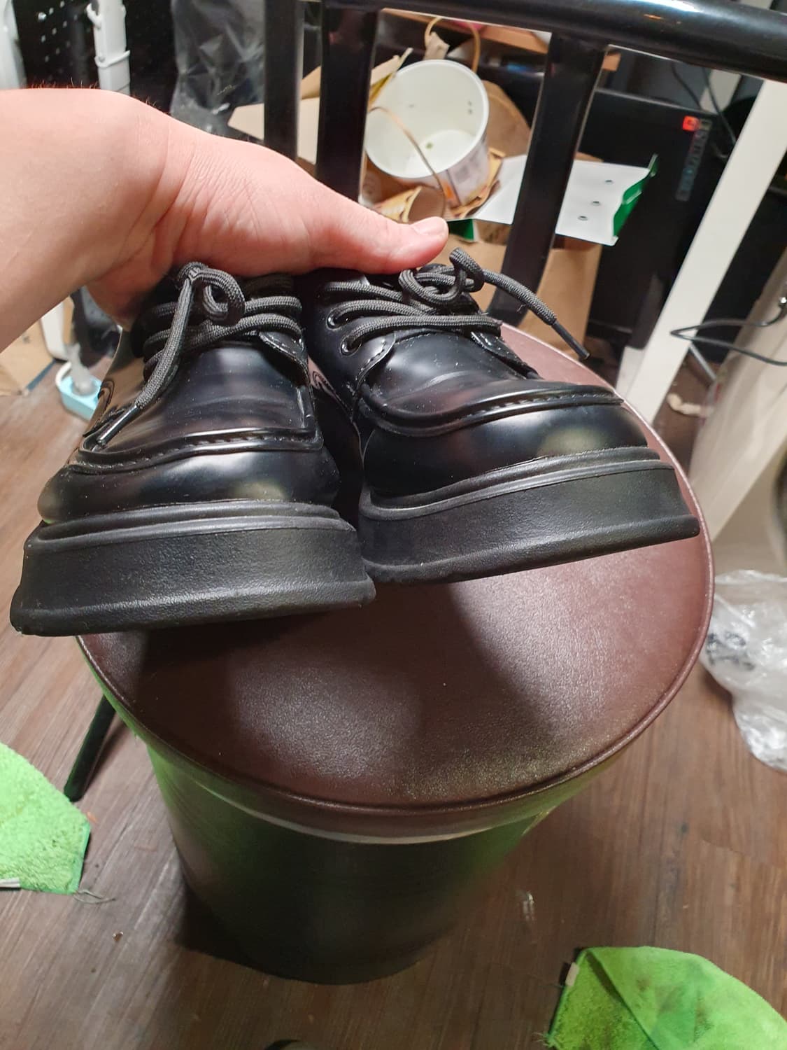 블랙 통굽 더비 슈즈 240mm 상품이미지6