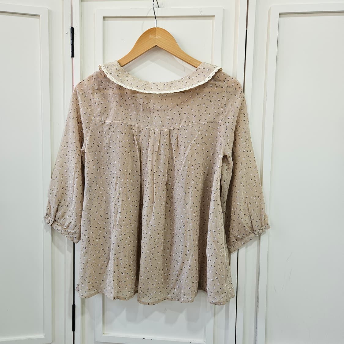 일본빈티지 잔꽃 레이스카라 블라우스 상품이미지6