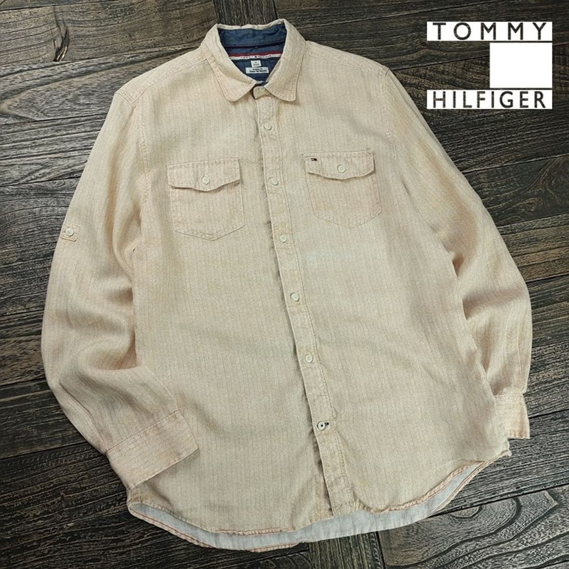 [타미힐피거] 헤링본 패턴 투포켓 마 린넨 셔츠 M20138 상품이미지1