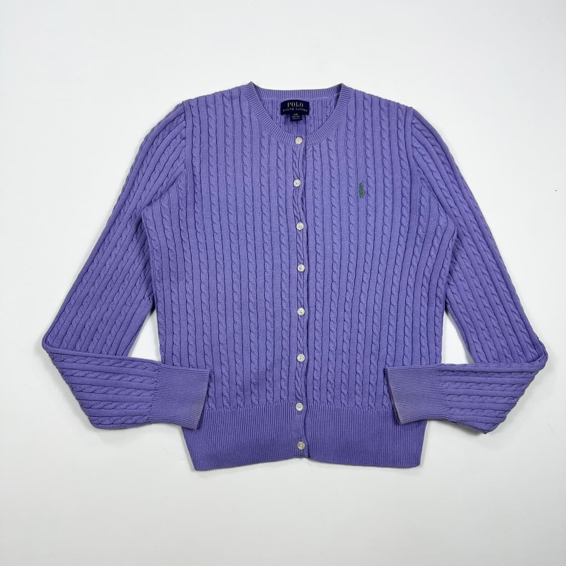 폴로 랄프로렌 포니 걸즈 퍼플 니트 가디건 (실측 XS 여성추천) 상품이미지2