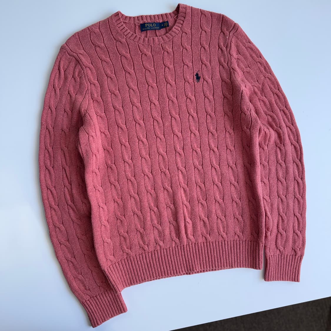 Polo  폴로 랄프로렌 자수 코튼 핑크 꽈배기 니트  상품이미지2