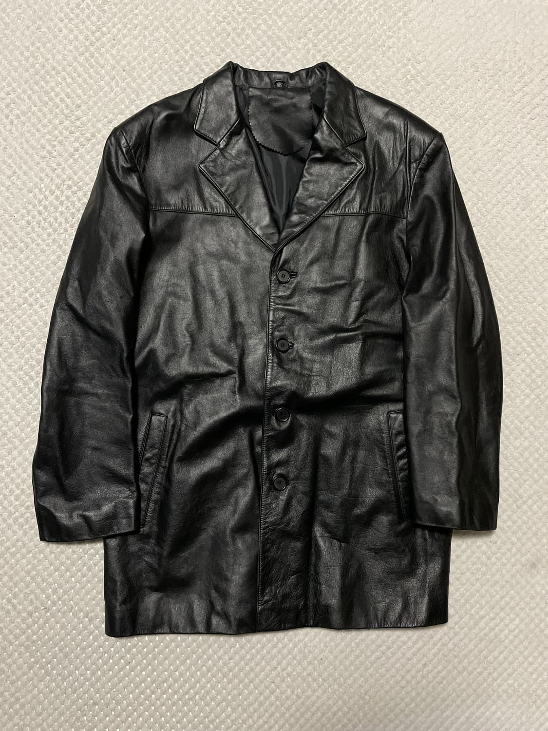 웨스턴 무드 램스킨 양가죽 4버튼 레더 카코트 상품이미지1