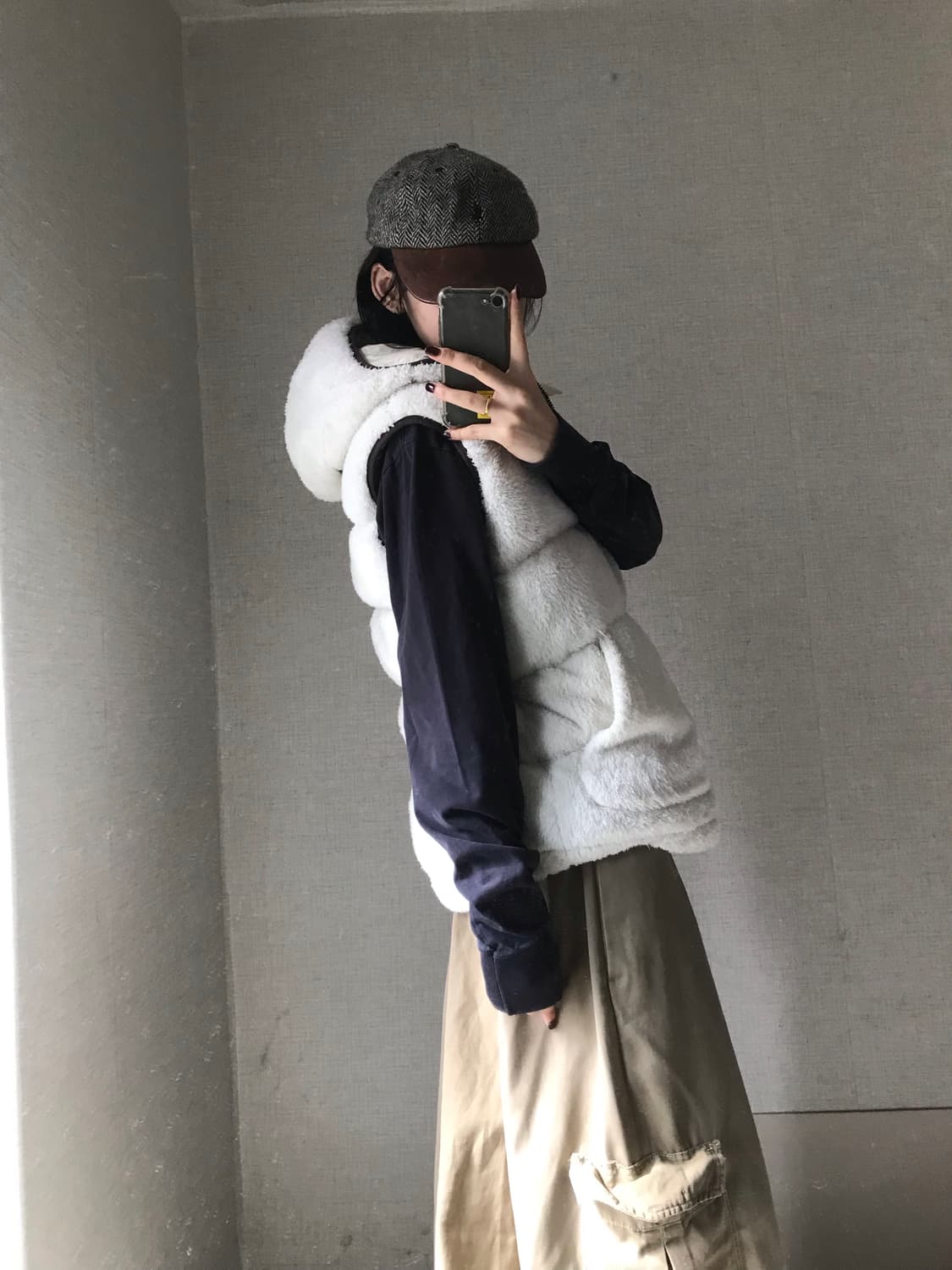 노페 화이트 후리스 눕시 패딩조끼 상품이미지3