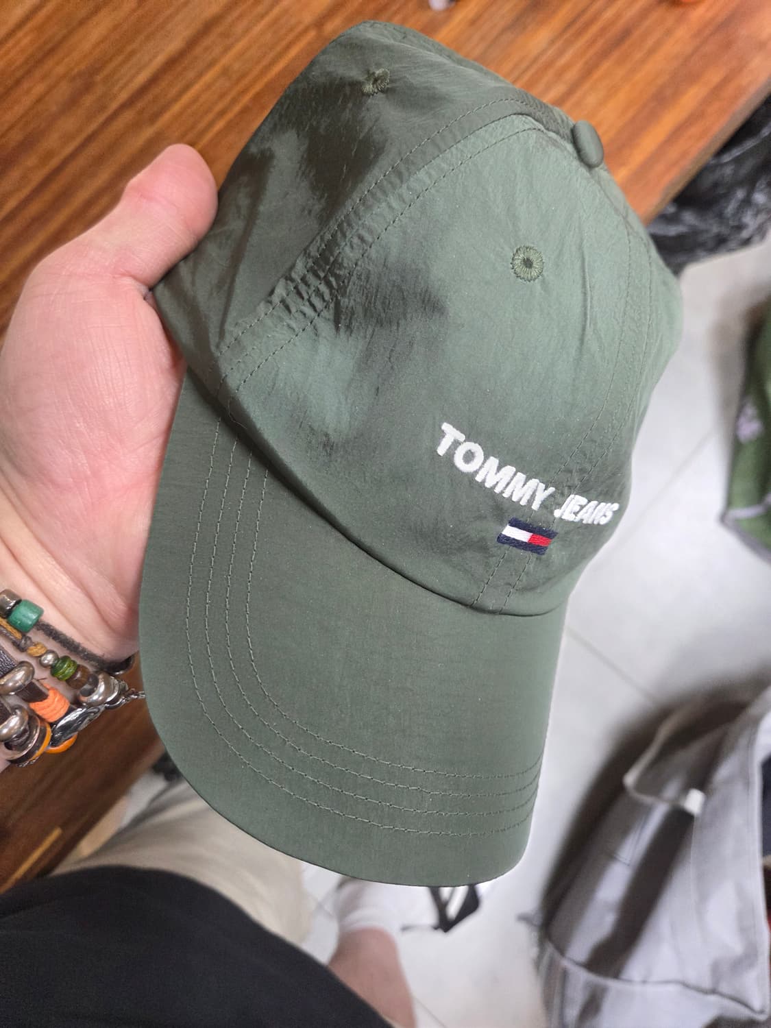 티미진스 빈티지 나일론 모자 프리 카키 상품이미지6