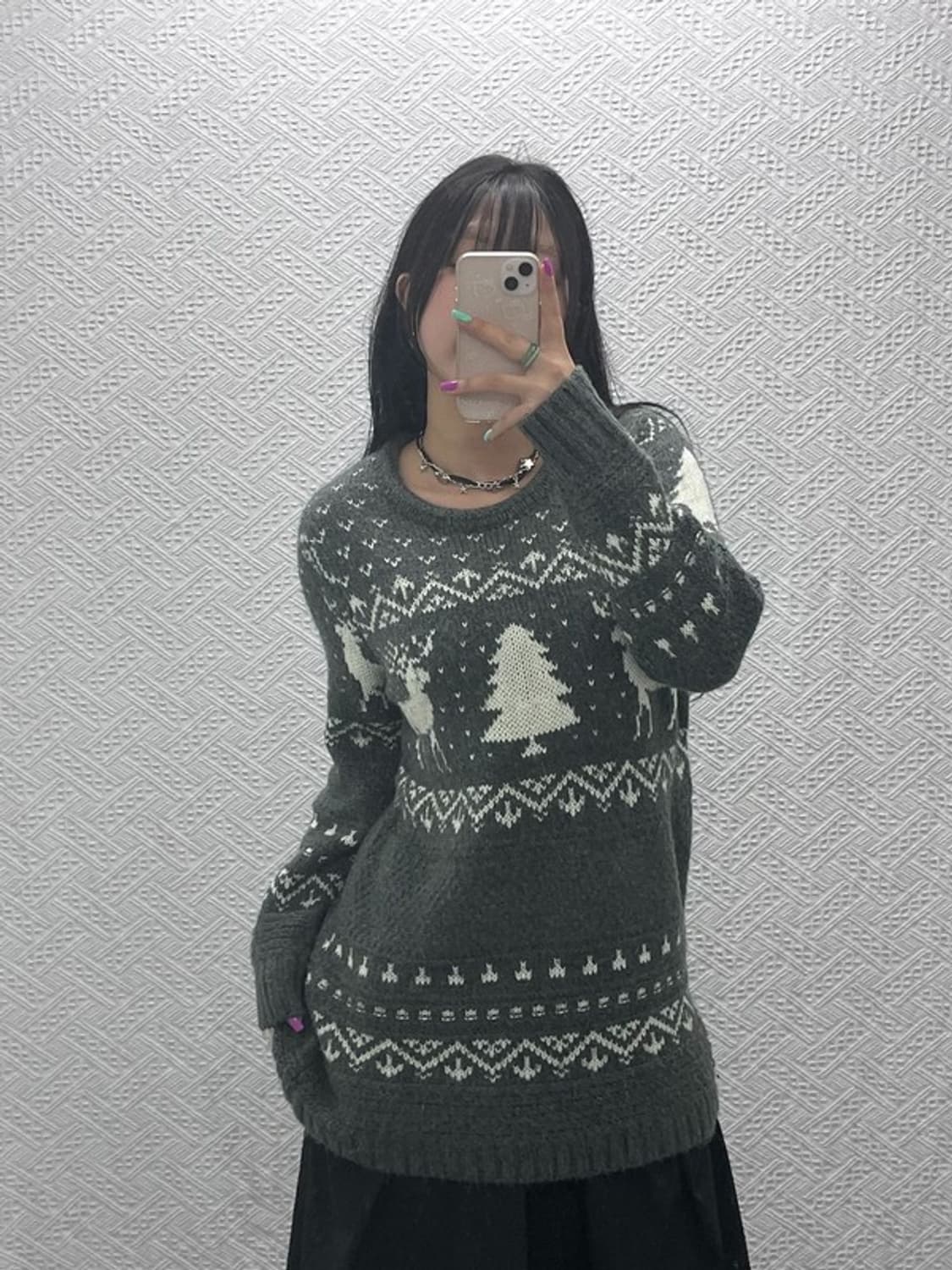 ERQ 빈티지 폭닥 노르딕 코위찬 오버핏 니트 90 C07252 상품이미지1