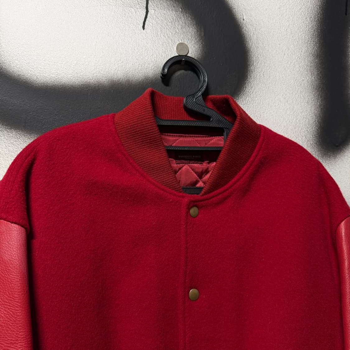 Kaneko Isao 올드스쿨 소가죽 레더암 빅 자수 바시티 자켓 상품이미지3