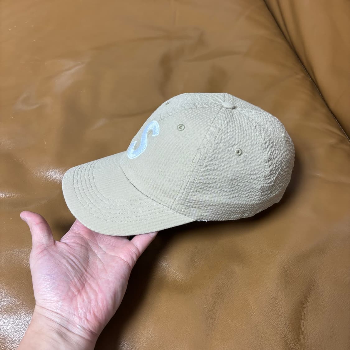 슈프림 S로고 6패널 볼캡 모자 시어서커 탄 상품이미지4