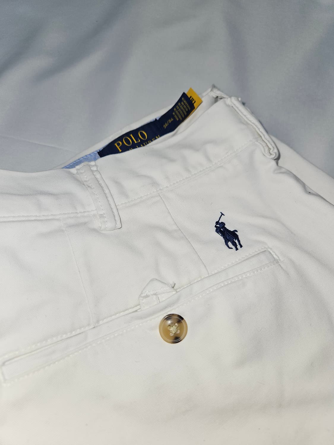 폴로 랄프로렌 신형 치노팬츠 슬랙스 패치 QR코드 정품 36x34 화이트 상품이미지2