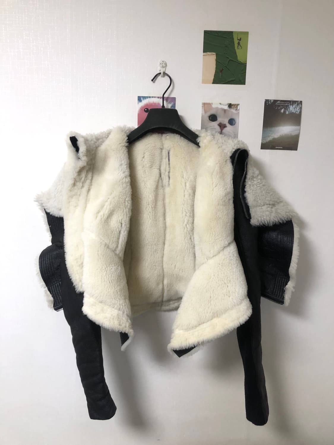 릭오웬스 16FW MASTODON 후디드 시어링 바이커 무스탕 자켓 42 상품이미지8