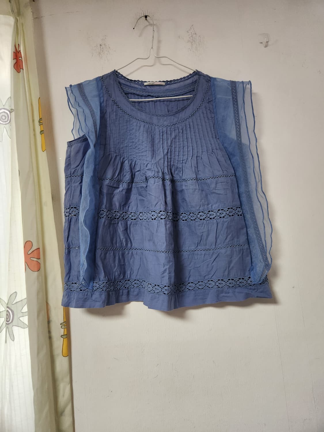 커버걸 레이스 블루 민소매 블라우스F 상품이미지1