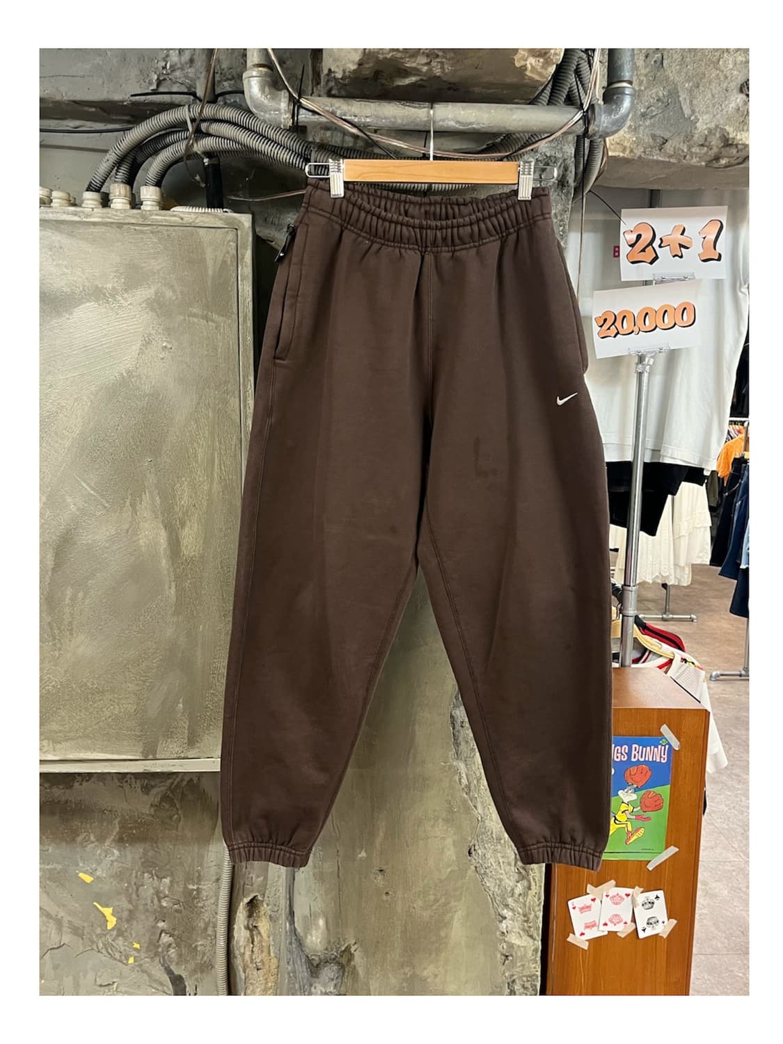 나이키 스우시 기모 스웻 조거 팬츠 브라운 S #csz3919  *오염, 상품이미지1