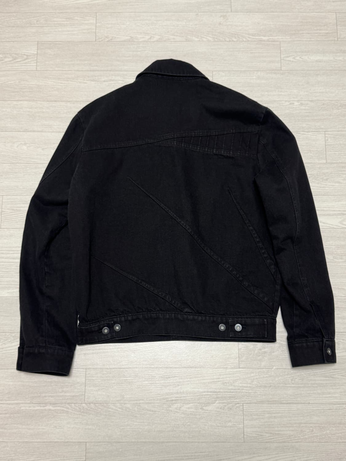 일류 Misaligned denim jacket (Black) 1 상품이미지7