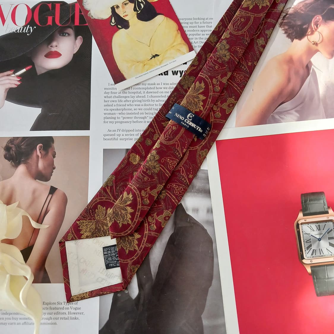 세루티 실크 페이즐리 리프 자카드 넥타이 8.7cm A+등급 A19281 상품이미지4