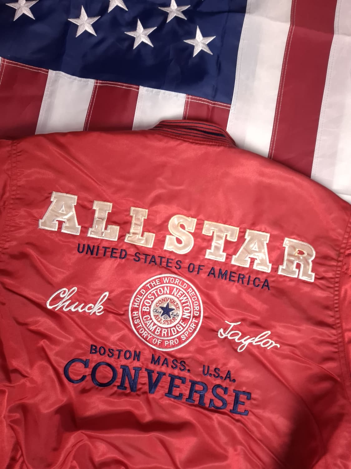 90's 일본판 컨버스 사틴 블루종 자켓 상품이미지2