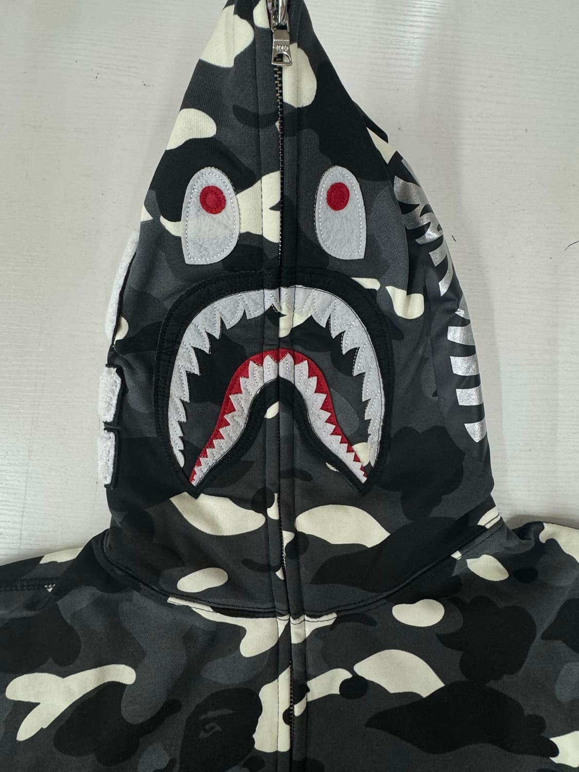 [새상품]베이프 샤크 후드 집업 야광 다크그레이블랙 상품이미지7