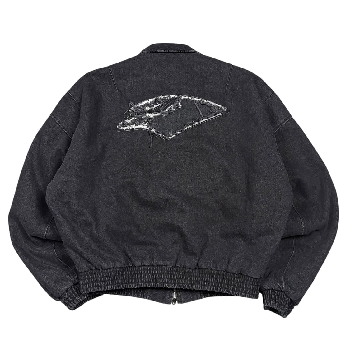 어나더유스 워싱 블랙컬러 데님 봄버 상품이미지3