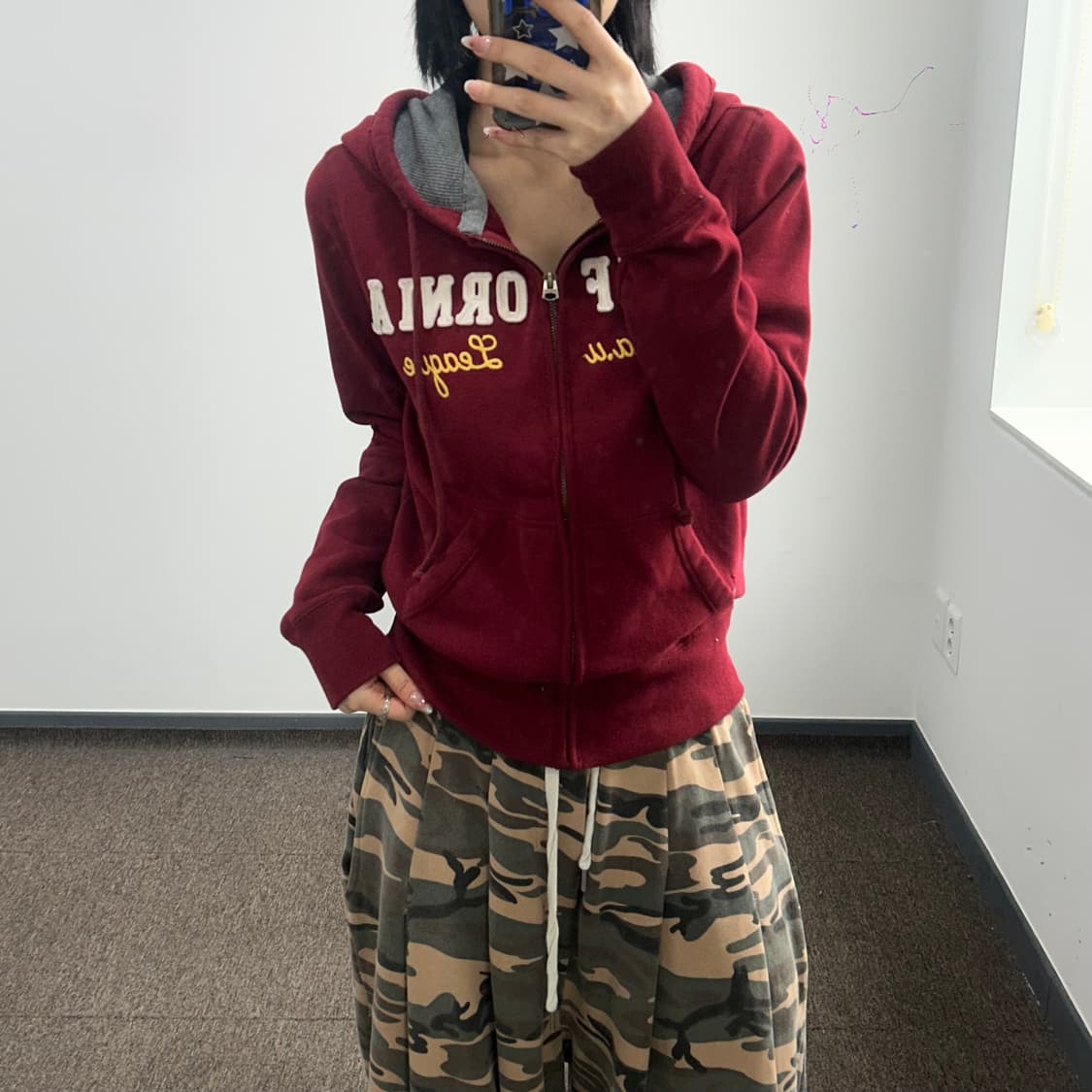 Who A U 후아유 스펠아웃로고 버건디 후드집업 상품이미지1