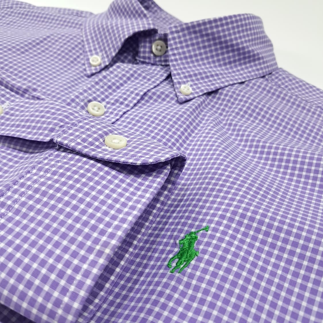 CL808 S 폴로 90s 버튼다운 퍼플 마이크로체크 셔츠 남방 상품이미지4