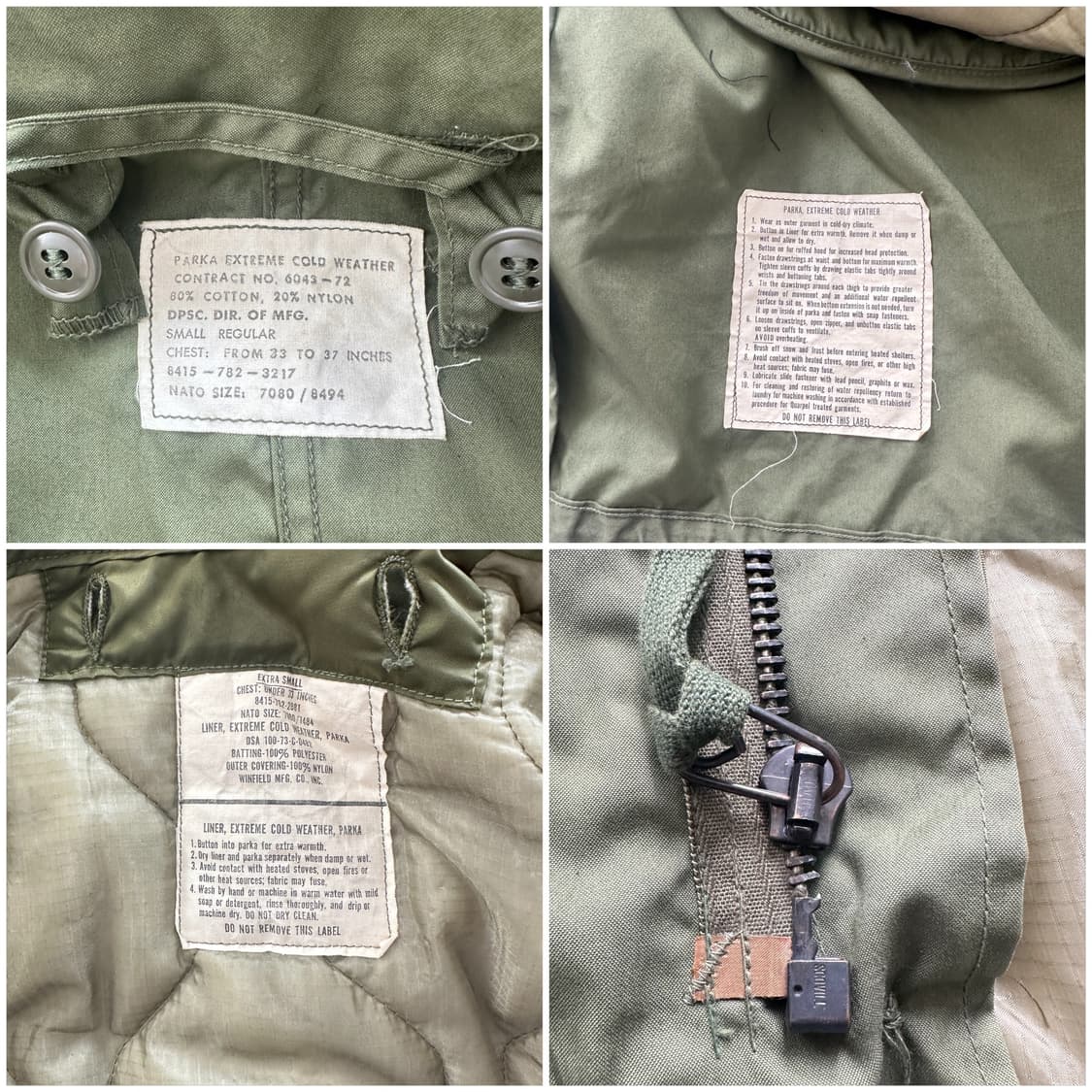 오리지널 M65 피쉬테일 파카 풀셋 (S-R/72년산) 상품이미지5