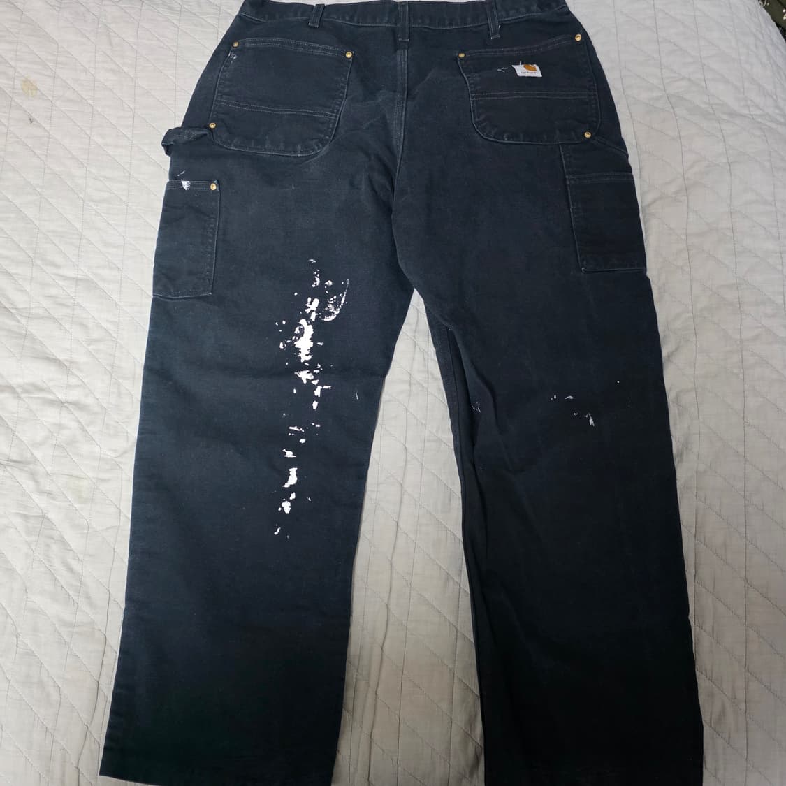 [38] 빈티지 칼하트 더블니 B01 BLK 워크팬츠 페인팅 크롭 BK4 상품이미지4