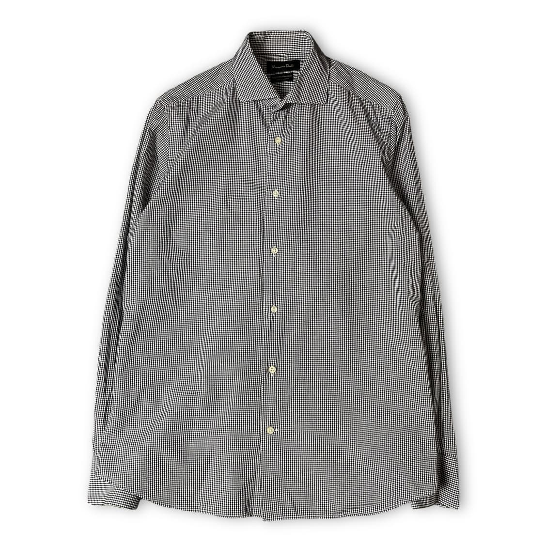 마시모두띠 블랙 화이트 마이크로 체크 긴팔 셔츠 상품이미지1
