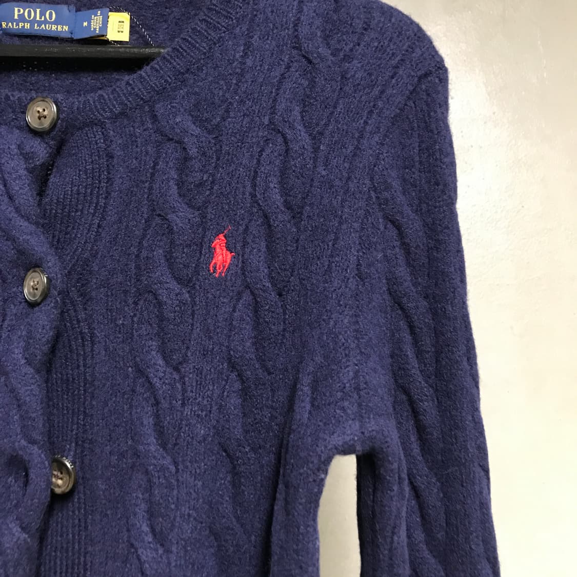 폴로 랄프로렌 QR 케이블 니트 가디건 네이비 M(W) 상품이미지4