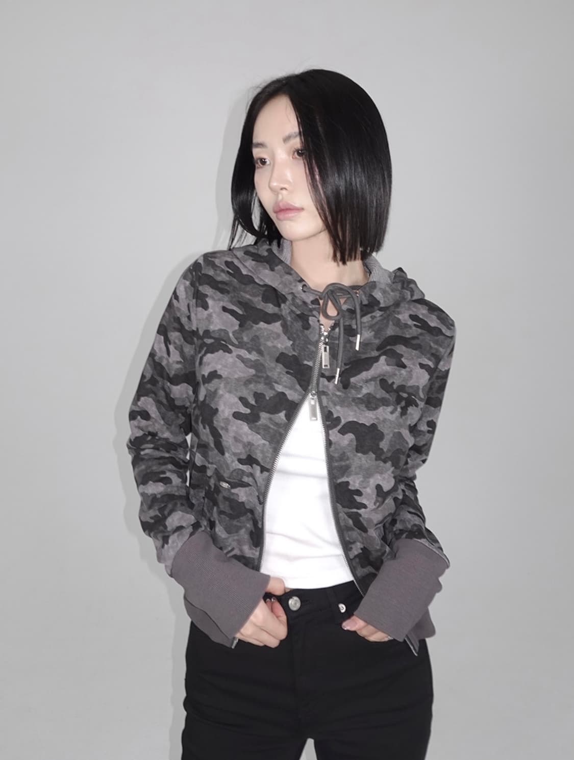 (새상품) 페일제이드 카모 와플 후드집업 챠콜 차콜 상품이미지5