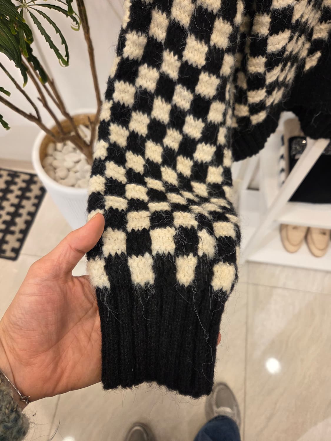 자라 체스보드 오픈 가디건 상품이미지2