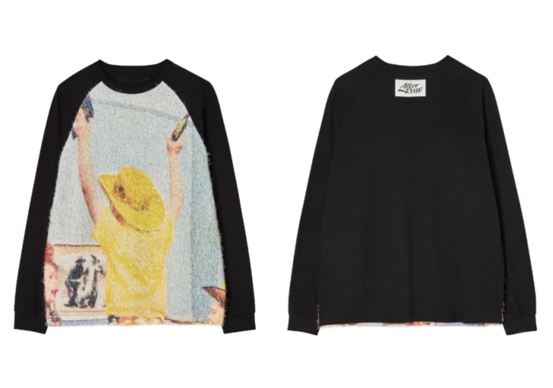 애프터프레이 프린티드 래글런 롱 슬리브 티셔츠 블랙 상품이미지1