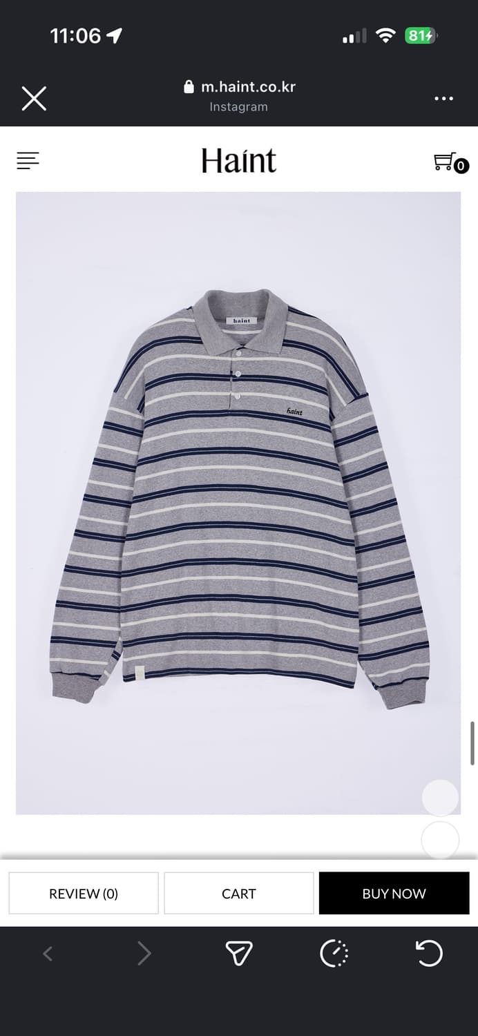 haint 헤인트 멀티 스트라이프 카라티 멜란지그레이 상품이미지1