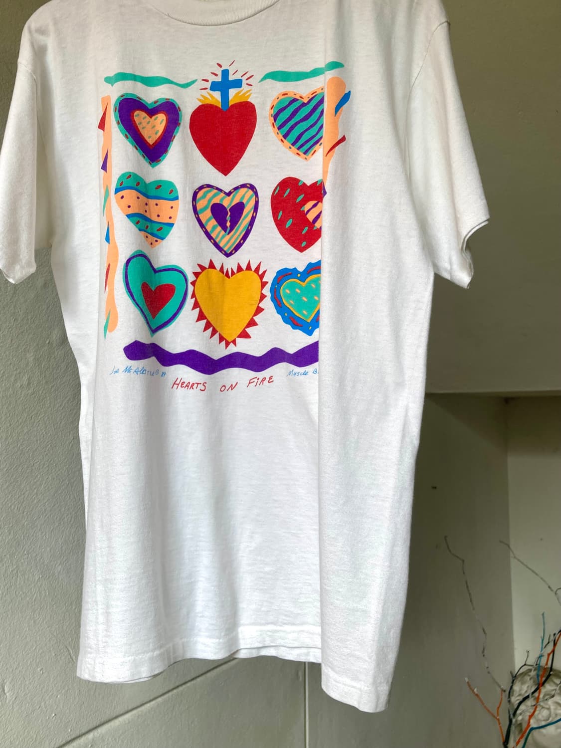 싱글 스티치 하트패턴 티셔츠 상품이미지3