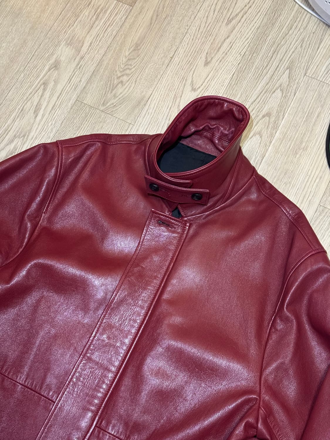 [L Size 체감] 슈타인 Stein 레더 카코트 자켓 고트스킨 레드 상품이미지6